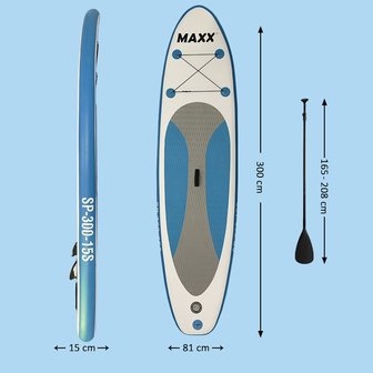 Afmetingen - Maxxoutdoor SUP Board Garda Blue Edition - 300cm