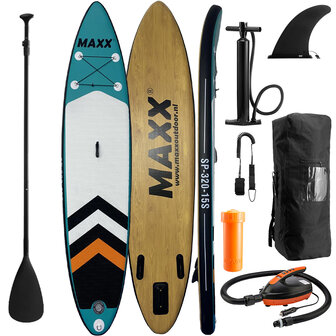 Maxxoutdoor SUP Board Ladoga Blue & Wood Edition - Complete Set - Inclusief Elektrische Pomp - 320cm 