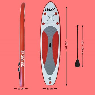 Afmetingen - Maxxoutdoor SUP Board Garda Red Edition - 300cm