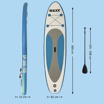 Afmetingen - Maxxoutdoor SUP Board Garda Blue Edition - 300cm