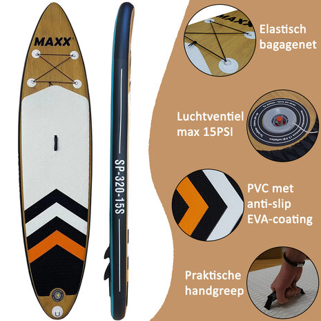 Maxxoutdoor SUP Board Ladoga Wood & Blue Edition - 320cm